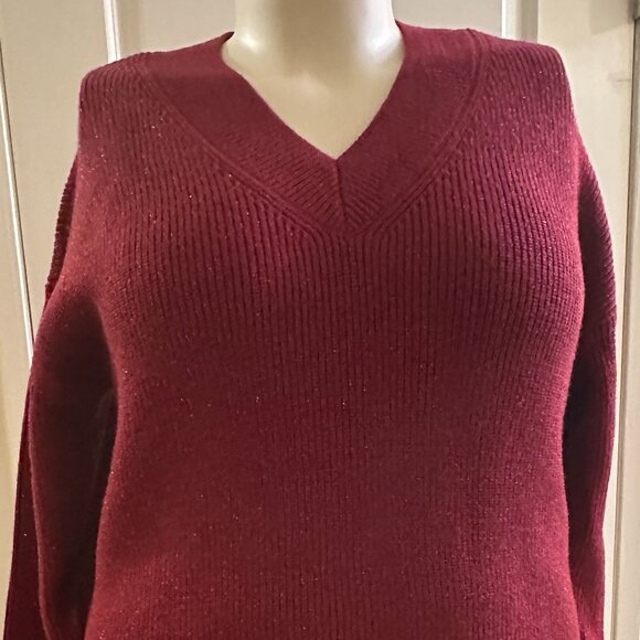 Women's HILARY RADLEY - Women's Red Lurex Sweater Size xl NWOT - Picture 3 of 6